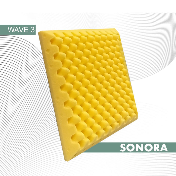 Sonora WAVE 3Y YELLOW 10 pcs sound-absorbing 40x40x5 cm / 1,6 m2 - Cioni Materie Plastiche Espanse
